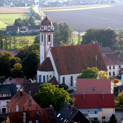 Luftbild Bechhofen mit Blick auf Johanniskirche